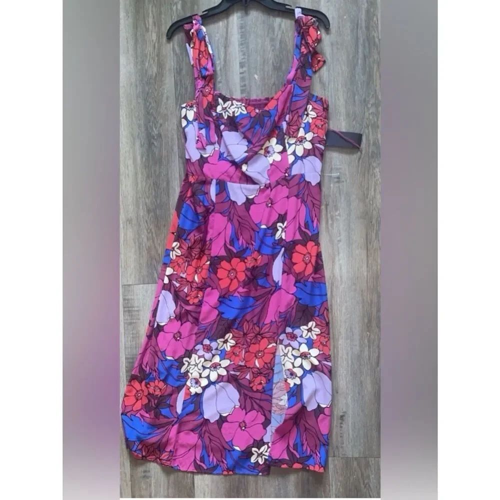 Adrianna Papell Women's Purple Floral Tie-Shoulder Dress Sz 12 NWT - Picture 2 of 7